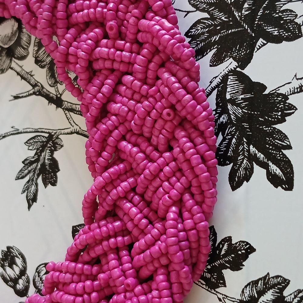 80s Pink Boho Girly Feminine Retro Seed Bead Woven Choker Style Necklace - Picture 9 of 10
